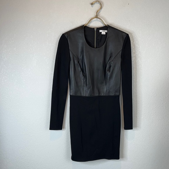 Helmut Lang long sleeve leather mini dress size 2 - Picture 5 of 6